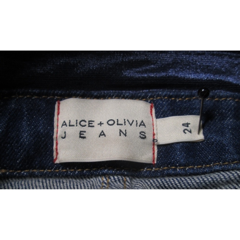 Alice + Olivia Jeans Jumpsuit Size 24 Denim Dark Halter Neck Full Zip Flare - Picture 11 of 14